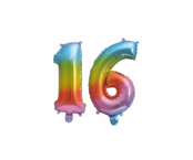 Folieballon 16 jaar Regenboog 41cm