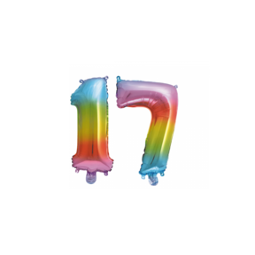 Folieballon 17 jaar Regenboog 41cm