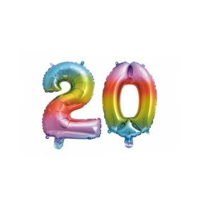 Folieballon 20 jaar Regenboog 41cm