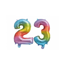 Folieballon 23 jaar Regenboog 41cm