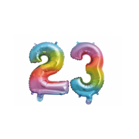 Folieballon 23 jaar Regenboog 41cm