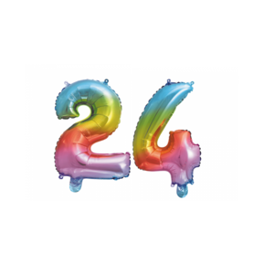 Folieballon 24 jaar Regenboog 41cm