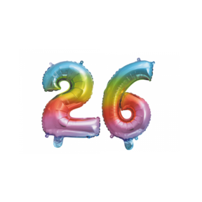 Folieballon 26 jaar Regenboog 41cm