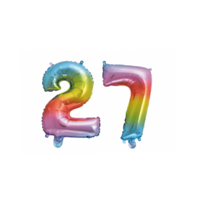 Folieballon 27 jaar Regenboog 41cm