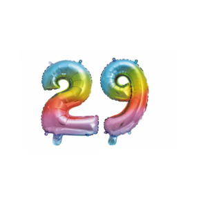 Folieballon 29 jaar Regenboog 41cm
