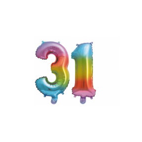 Folieballon 31 jaar Regenboog 41cm