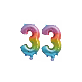 Folieballon 33 jaar Regenboog 41cm