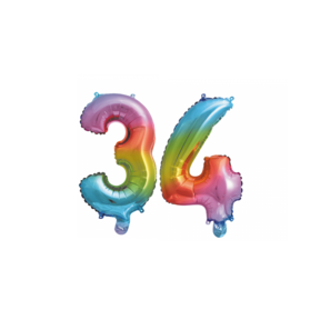 Folieballon 34 jaar Regenboog 41cm
