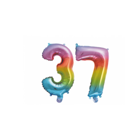 Folieballon 37 jaar Regenboog 41cm