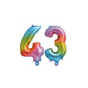 Folieballon 43 jaar Regenboog 41cm