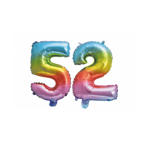 Folieballon 52 jaar Regenboog 41cm