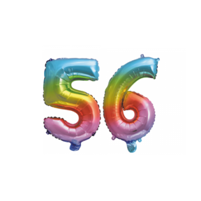 Folieballon 56 jaar Regenboog 41cm