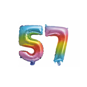 Folieballon 57 jaar Regenboog 41cm