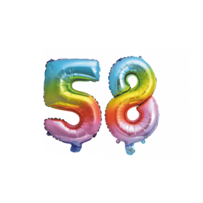 Folieballon 58 jaar Regenboog 41cm