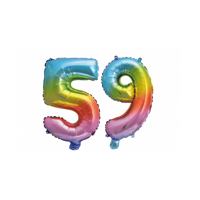 Folieballon 59 jaar Regenboog 41cm