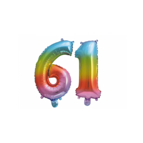 Folieballon 61 jaar Regenboog 41cm