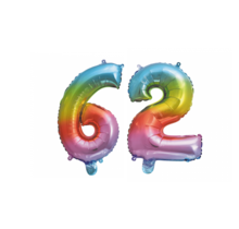 Folieballon 62 jaar Regenboog 41cm