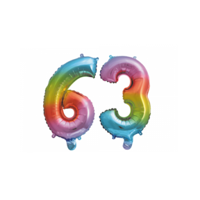 Folieballon 63 jaar Regenboog 41cm