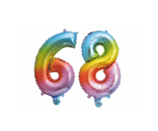Folieballon 68 jaar Regenboog 41cm