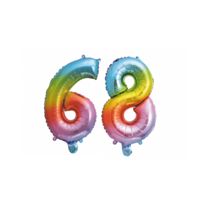 Folieballon 68 jaar Regenboog 41cm