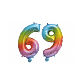 Folieballon 69 jaar Regenboog 41cm