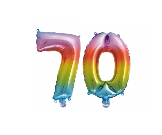 Folieballon 70 jaar Regenboog 41cm