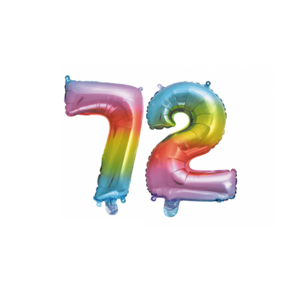 Folieballon 72 jaar Regenboog 41cm