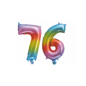 Folieballon 76 jaar Regenboog 41cm