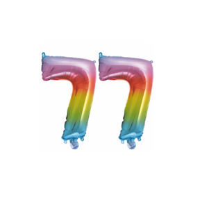 Folieballon 77 jaar Regenboog 41cm