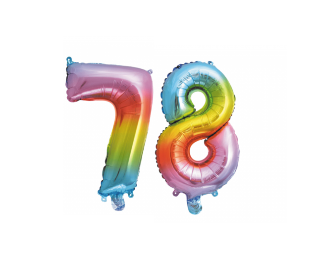 Folieballon 78 jaar Regenboog 41cm