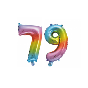 Folieballon 79 jaar Regenboog 41cm