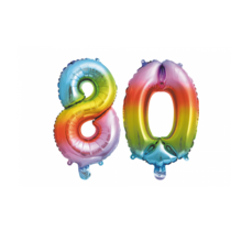 Folieballon 80 jaar Regenboog 41cm