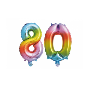 Folieballon 80 jaar Regenboog 41cm