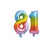 Folieballon 81 jaar Regenboog 41cm