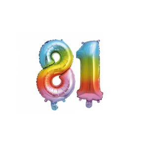 Folieballon 81 jaar Regenboog 41cm