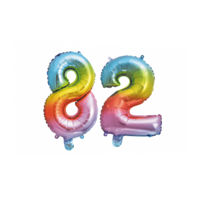 Folieballon 82 jaar Regenboog 41cm