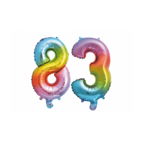 Folieballon 83 jaar Regenboog 41cm