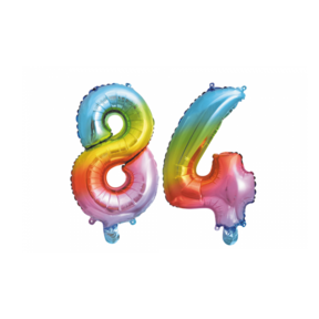 Folieballon 84 jaar Regenboog 41cm