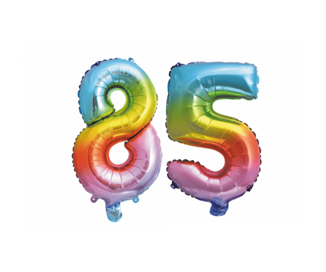 Folieballon 85 jaar Regenboog 41cm