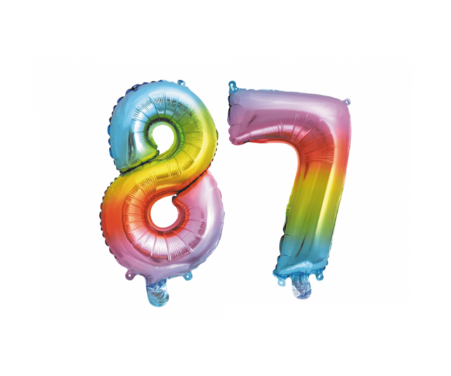 Folieballon 87 jaar Regenboog 41cm