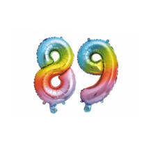 Folieballon 89 jaar Regenboog 41cm
