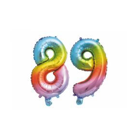 Folieballon 89 jaar Regenboog 41cm