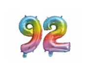 Folieballon 92 jaar Regenboog 41cm