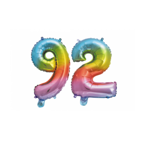 Folieballon 92 jaar Regenboog 41cm