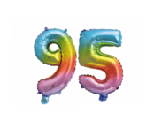 Folieballon 95 jaar Regenboog 41cm