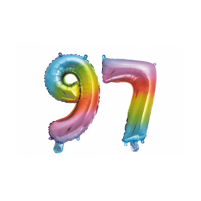 Folieballon 97 jaar Regenboog 41cm