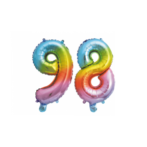 Folieballon 98 jaar Regenboog 41cm