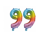Folieballon 99 jaar Regenboog 41cm