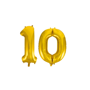 Folieballon 10 jaar Goud 86cm