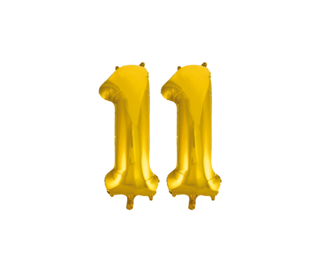 Folieballon 11 jaar Goud 86cm